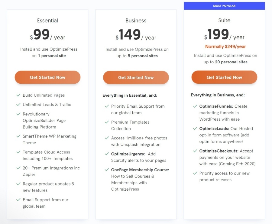 OptimizePress 3 Ulasan harga