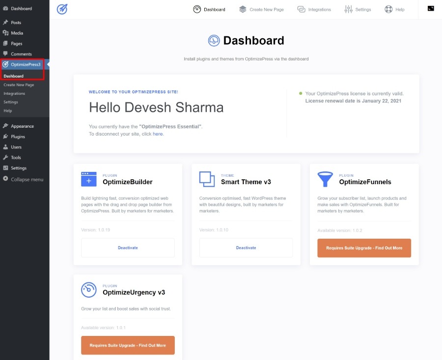 Dasbor OptimizePress 3