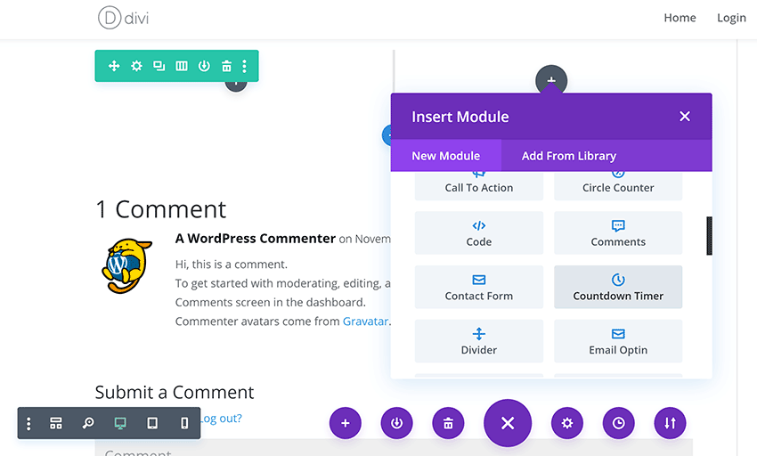 Inserisci modulo in Divi