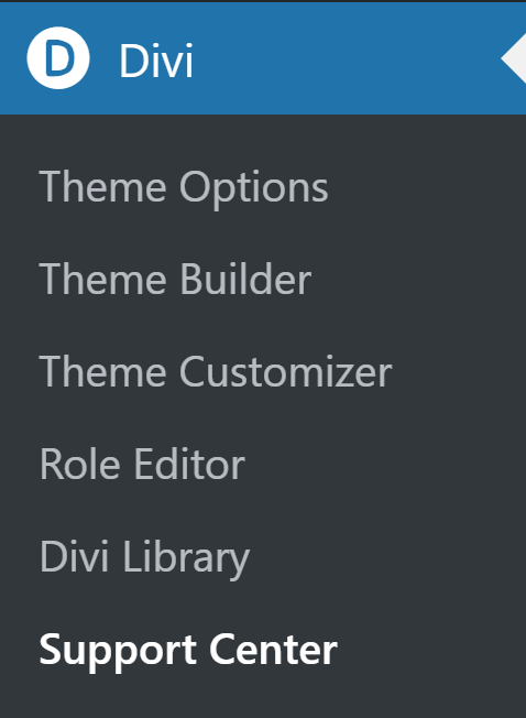 Menu Amministrazione Divi