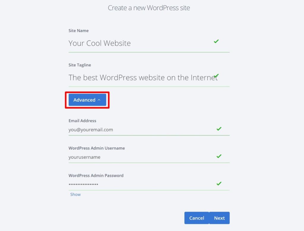 Alat penginstal situs web WordPress Bluehost