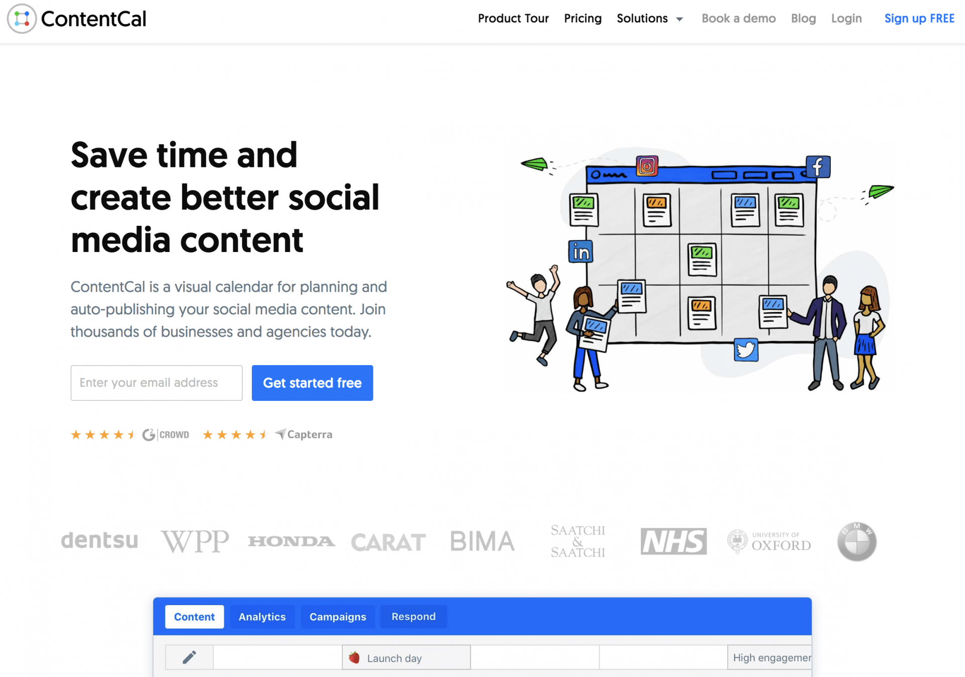 Die ContentCal-Homepage