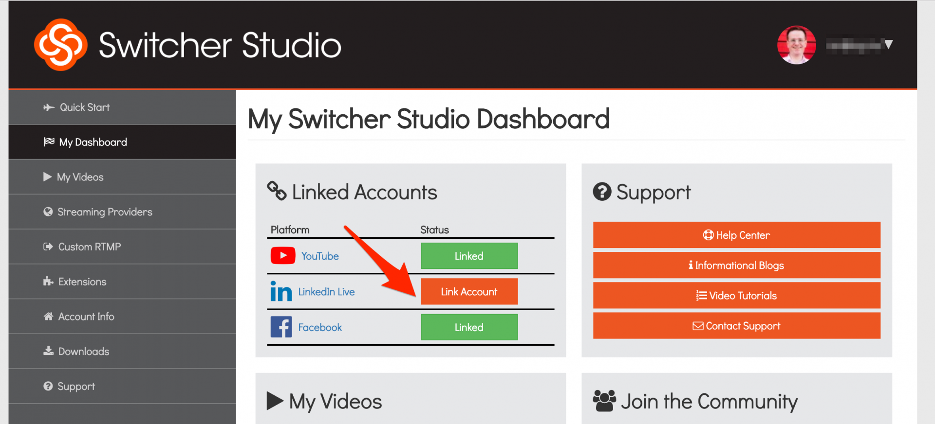 SwitcherStudio Panosuna LinkedIn Live Ekleme