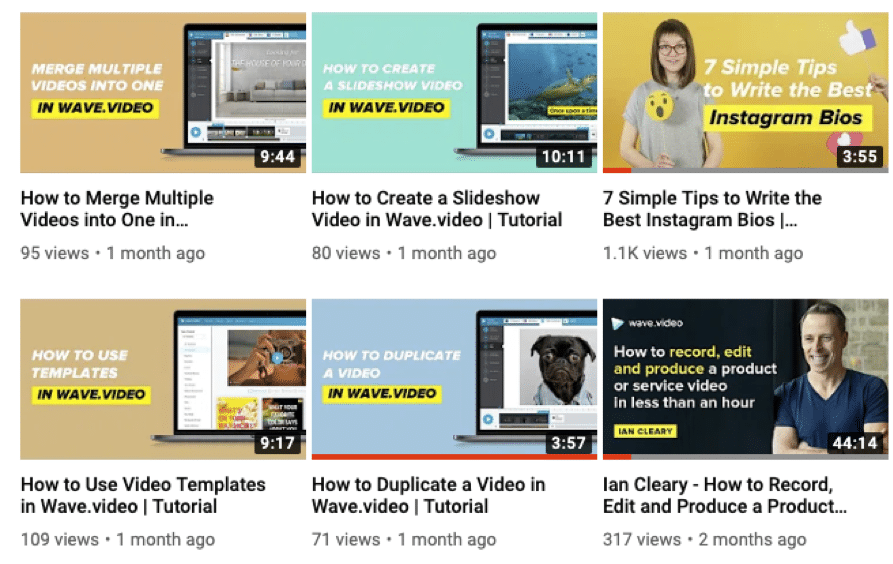 Примеры миниатюр видео с YouTube-канала Wave.video