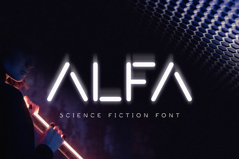 Alfa futuristische Schrift