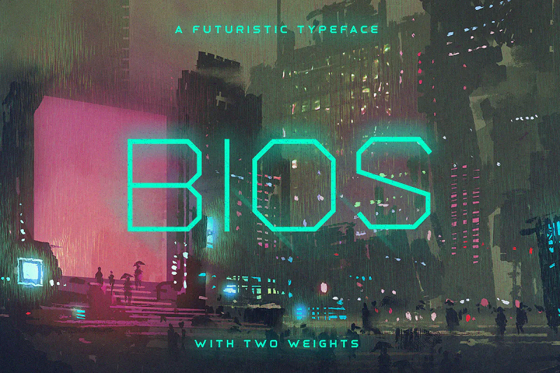 Bios futuristische Schriftart