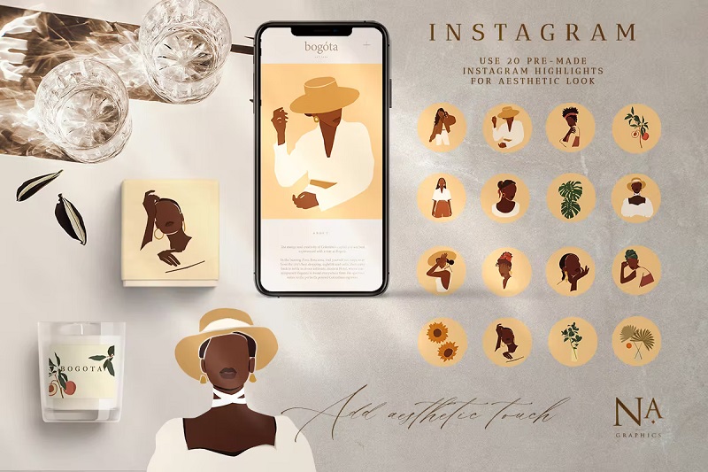ไอคอนไฮไลท์เรื่องราวของ Instagram ผู้หญิงนามธรรม