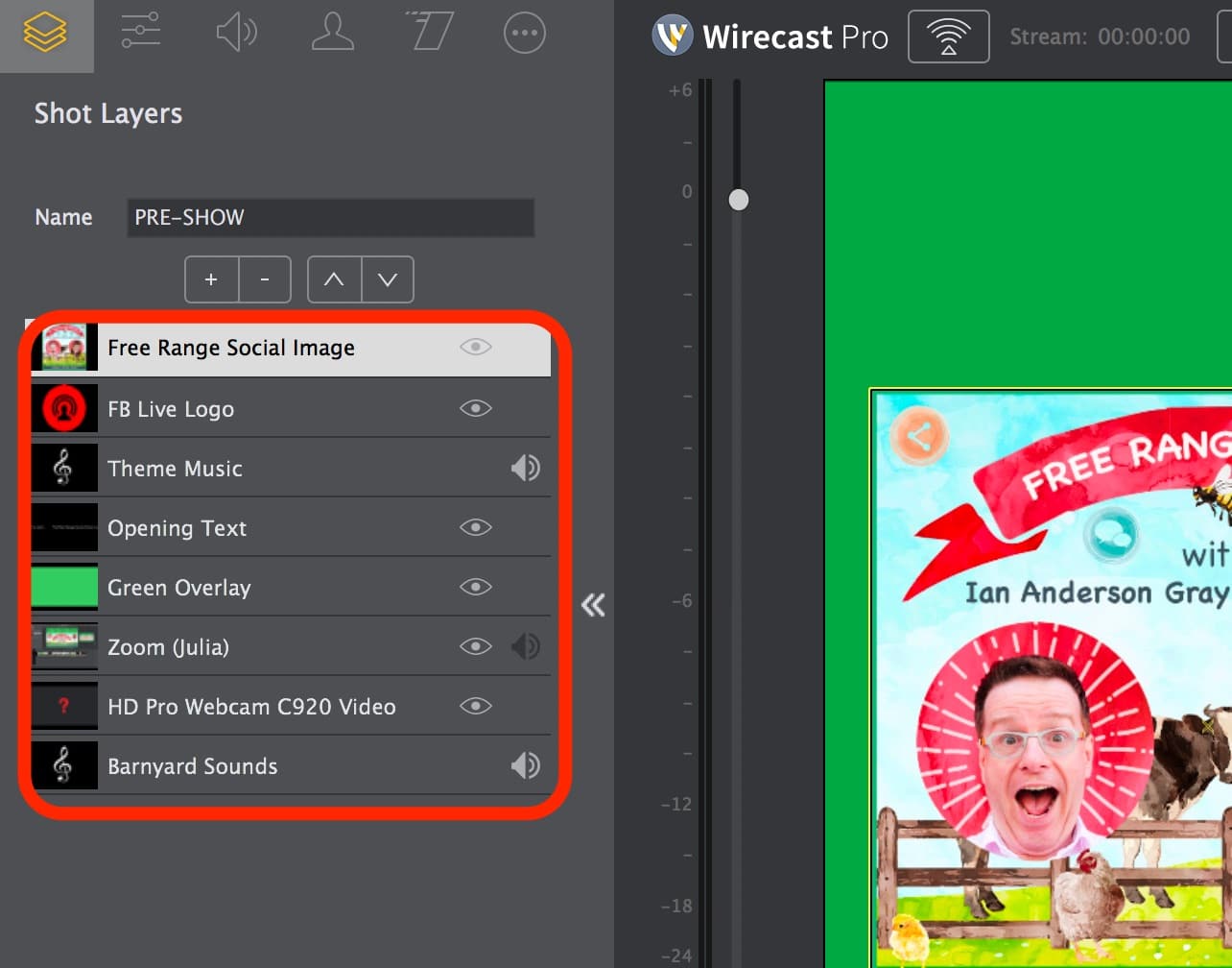 Слои кадра в Wirecast