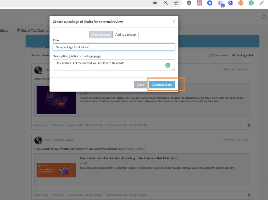 Criando um pacote para o cliente