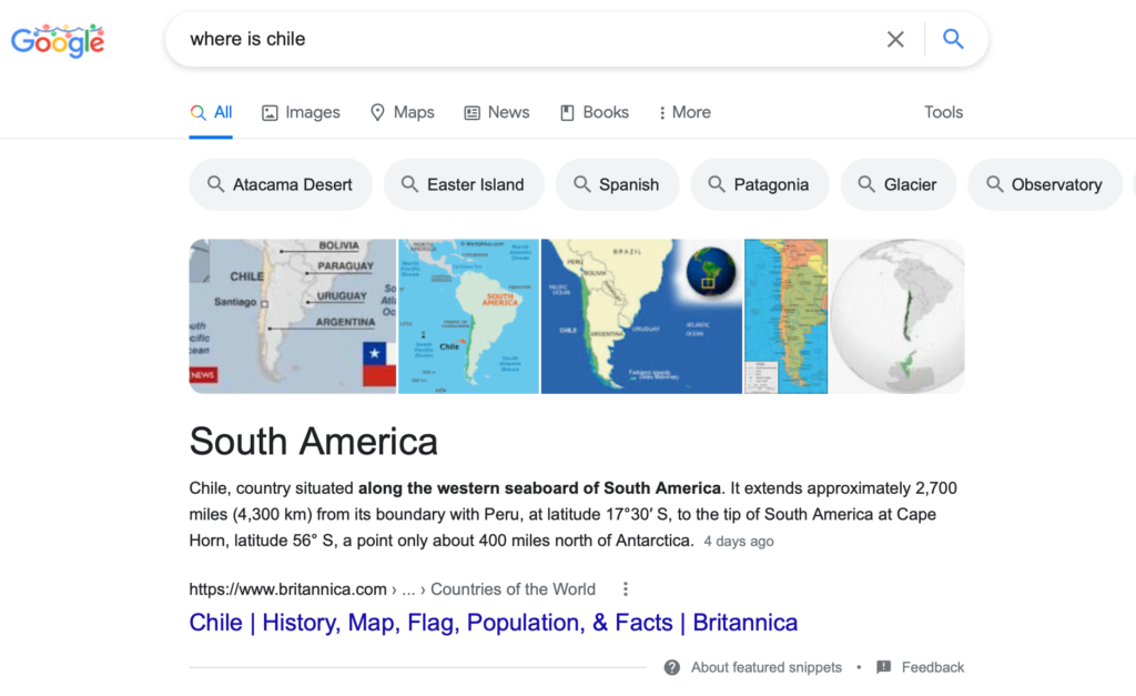 risultati di ricerca su google del sud africa