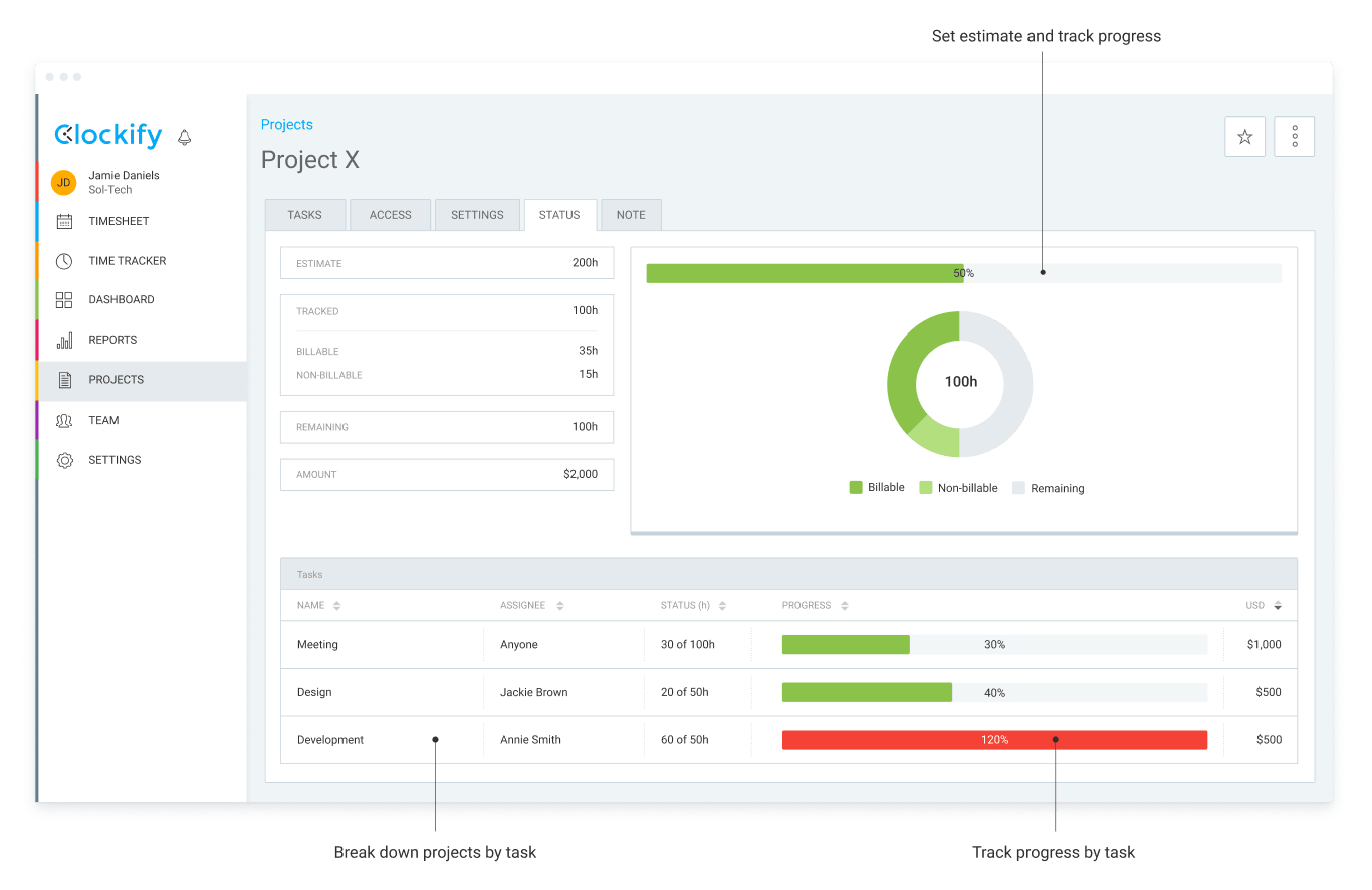 Clockify-progetti-screenshot