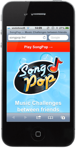 Songpopのモバイルランディングページ