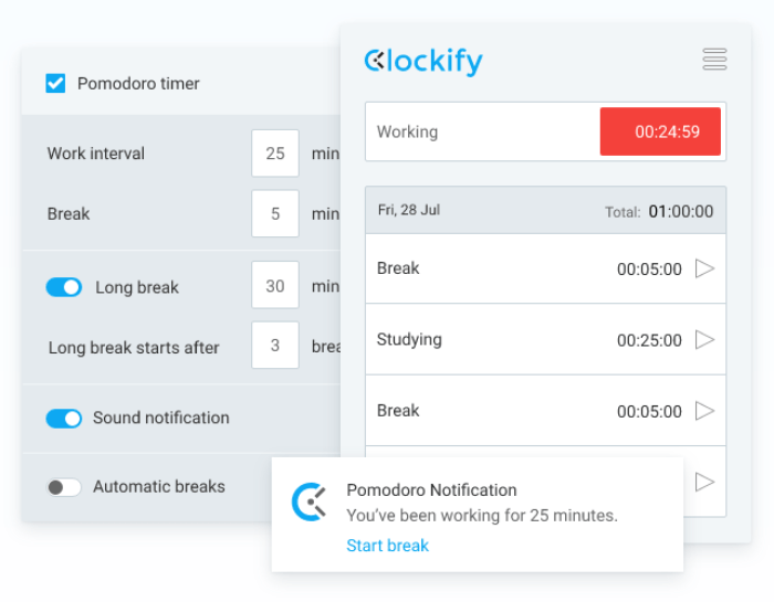 Clockify 中的 Flowtime 技术