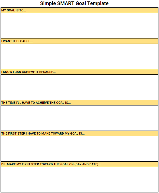 Simple SMART goal template