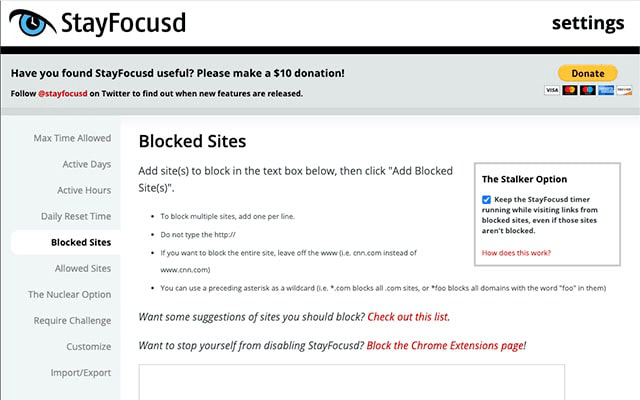 Captură de ecran StayFocusd