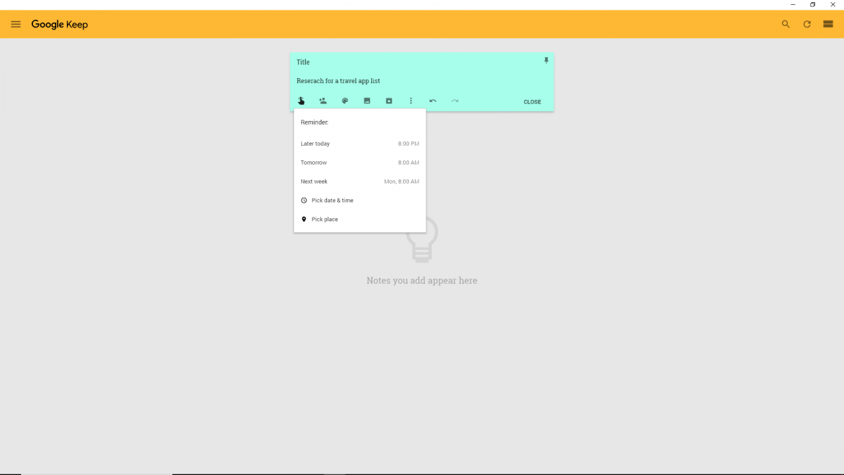 Cea mai bună captură de ecran cu extensie Chrome: Google Keep