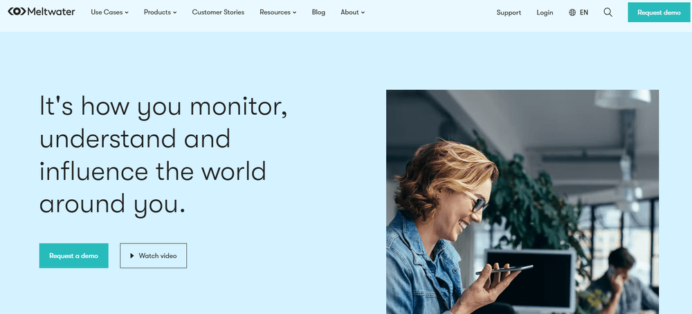 Uno screenshot della homepage di Meltwater
