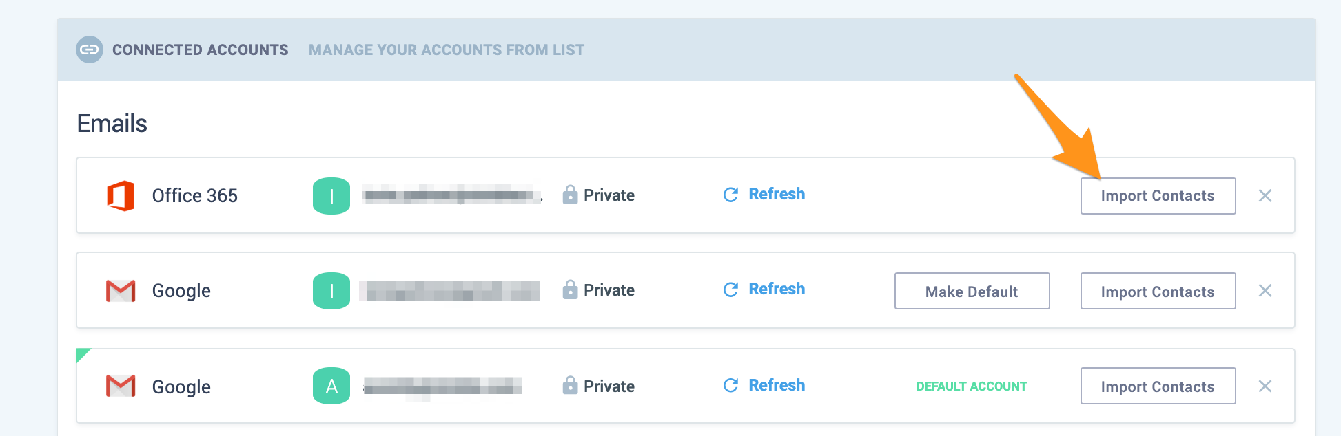 สกรีนช็อตของการนำเข้าผู้ติดต่อ CRM ใน Nimble