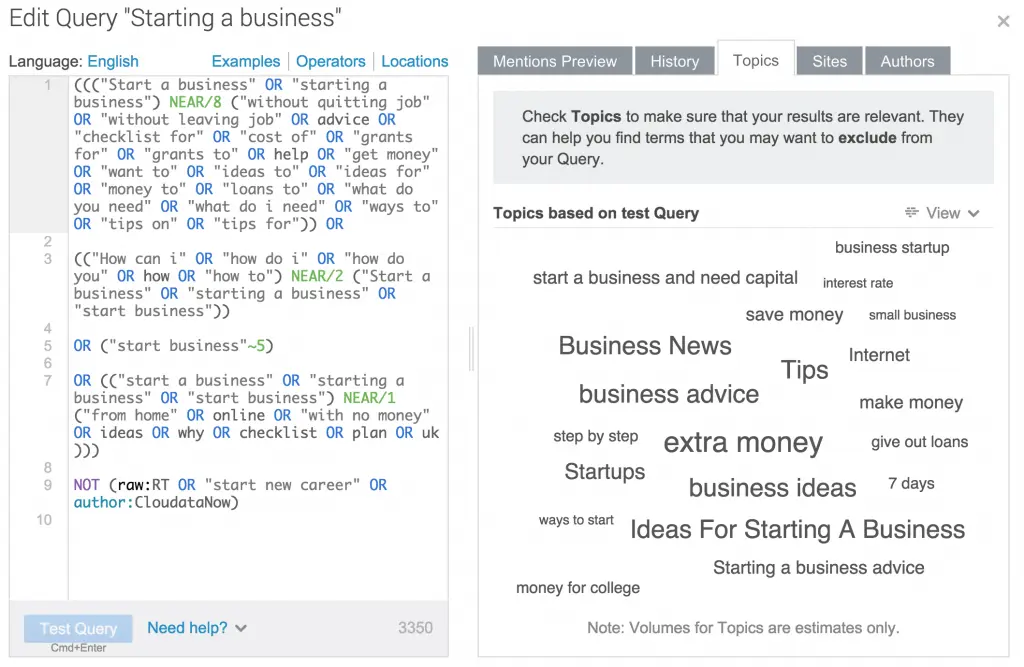 Captură de ecran Social Insights Query Brandwatch