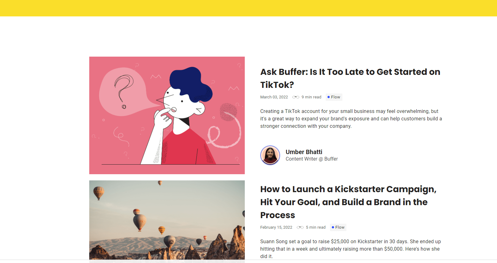 Contenido del blog de búfer