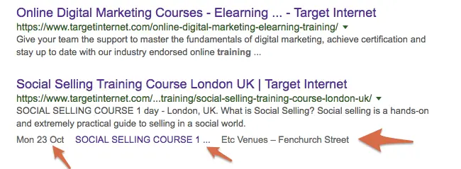 Markup acara Social Selling menggunakan penyorot data google