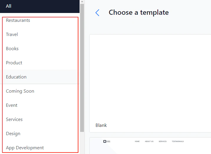 <p>Scelta di un modello di sito Web in Olitt</p> <p>Choosing a website template in Olitt</p>