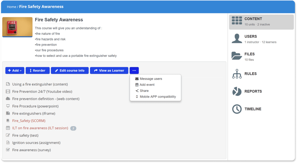 TalentLMS 的截圖,一個具有定時測試功能的 LMS