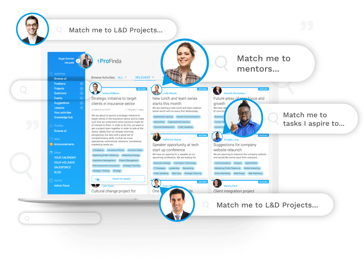 Con Profinda, los empleados pueden elegir las oportunidades que les interesan