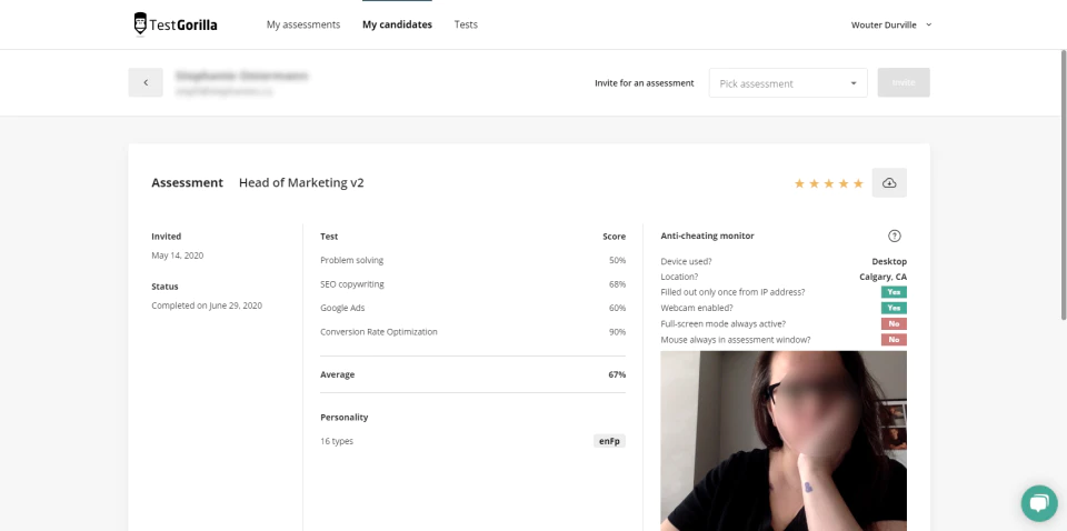 <p>Sezione del candidato in TestGorilla (<a href="https://www.capterra.com/p/203823/TestGorilla/">Fonte</a>)</p> <p>Candidate’s section in TestGorilla (<a href="https://www.capterra.com/p/203823/TestGorilla/">Source</a>)</p>
