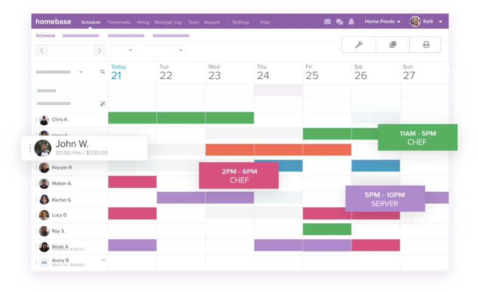 <p>Homebase'de çalışan planlaması</p> <p>Employee scheduling in Homebase</p>