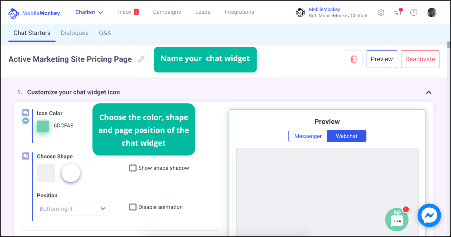 facebook messenger per il sito web aziendale