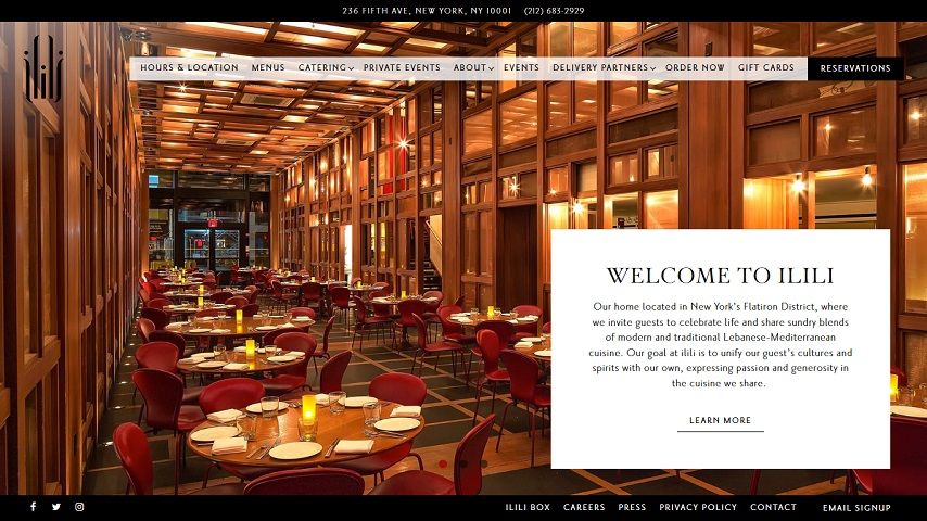 ililinyc.com- แรงบันดาลใจในการออกแบบเว็บไซต์ร้านอาหาร