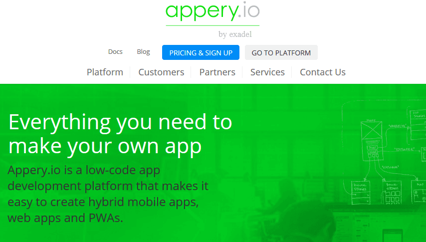 Домашняя страница Appery.io