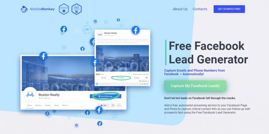 Generatore di pagine Facebook gratuito di MobileMonkey