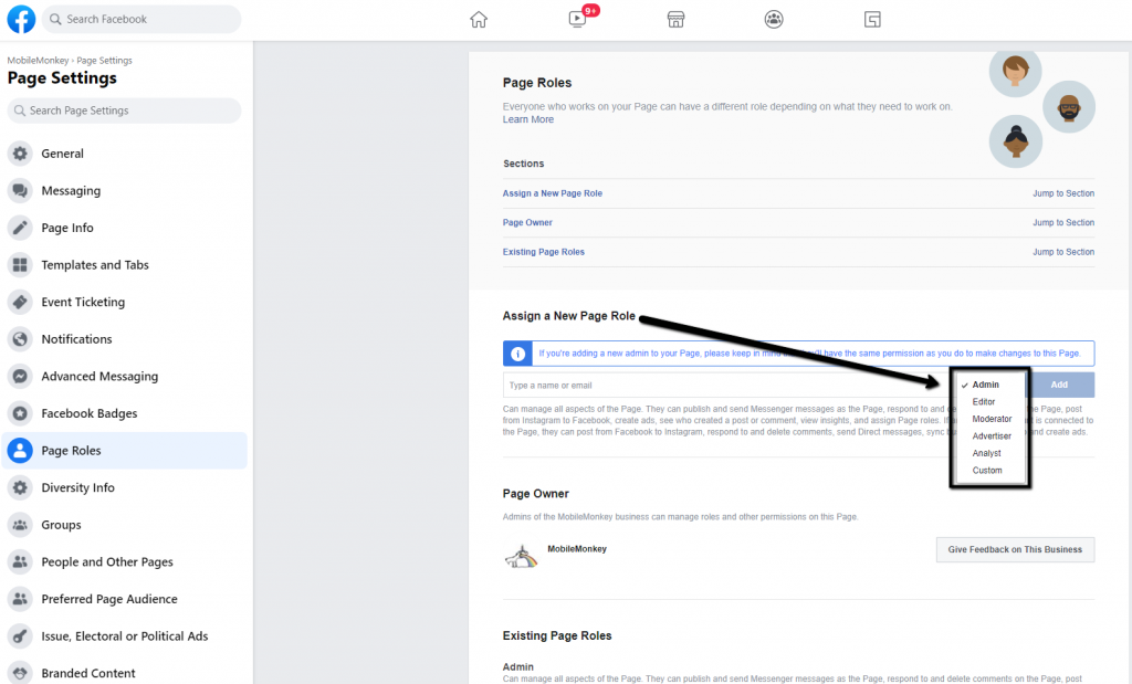 Come aggiungere l'amministratore alla pagina Facebook - Passaggio 4