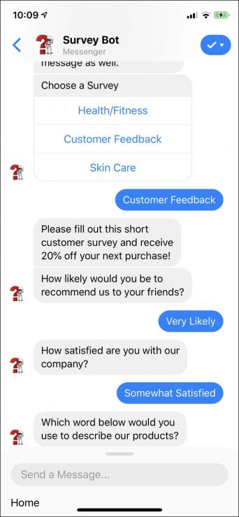 marketing tramite chatbot per sondaggi