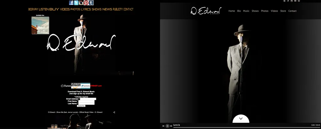D. SXSWBandWebサイトExtremeMakeoverの前後のEdwardWebサイト