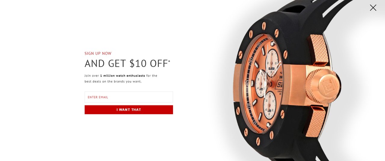 le monde des montres WOW exemple de popup d'intention de sortie