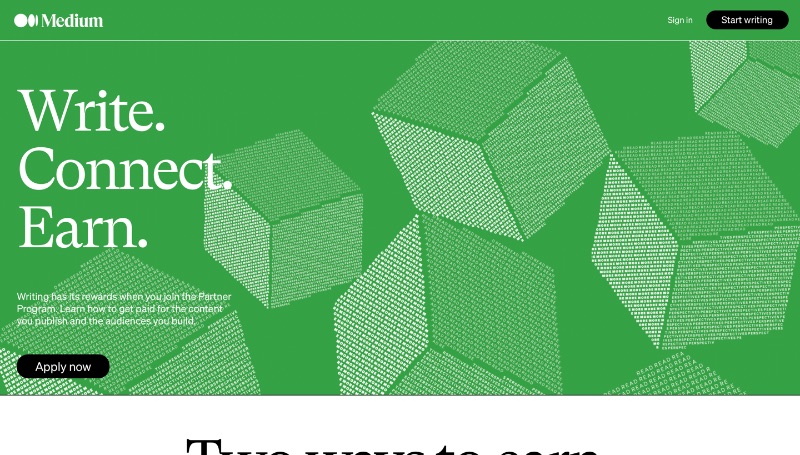 Screenshot dalla pagina su come guadagnare scrivendo su Medium
