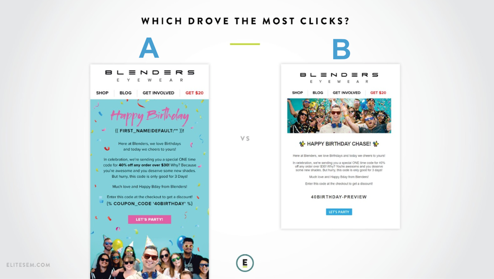 البريد الإلكتروني لتصميم اختبار A / B