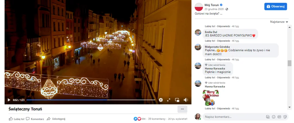 Moj Torun 网站上的圣诞视频
