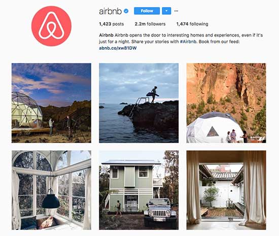 A imagem contém exemplos de conteúdo gerado pelo usuário compartilhado pelo Airbnb na página do Instagram
