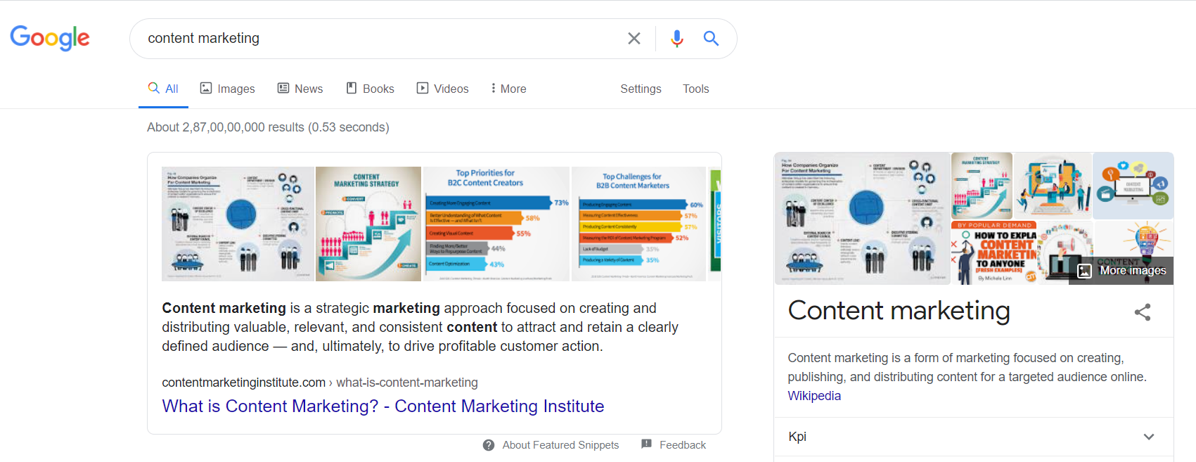 A imagem mostra um exemplo de snippet em destaque nos resultados de pesquisa do Google