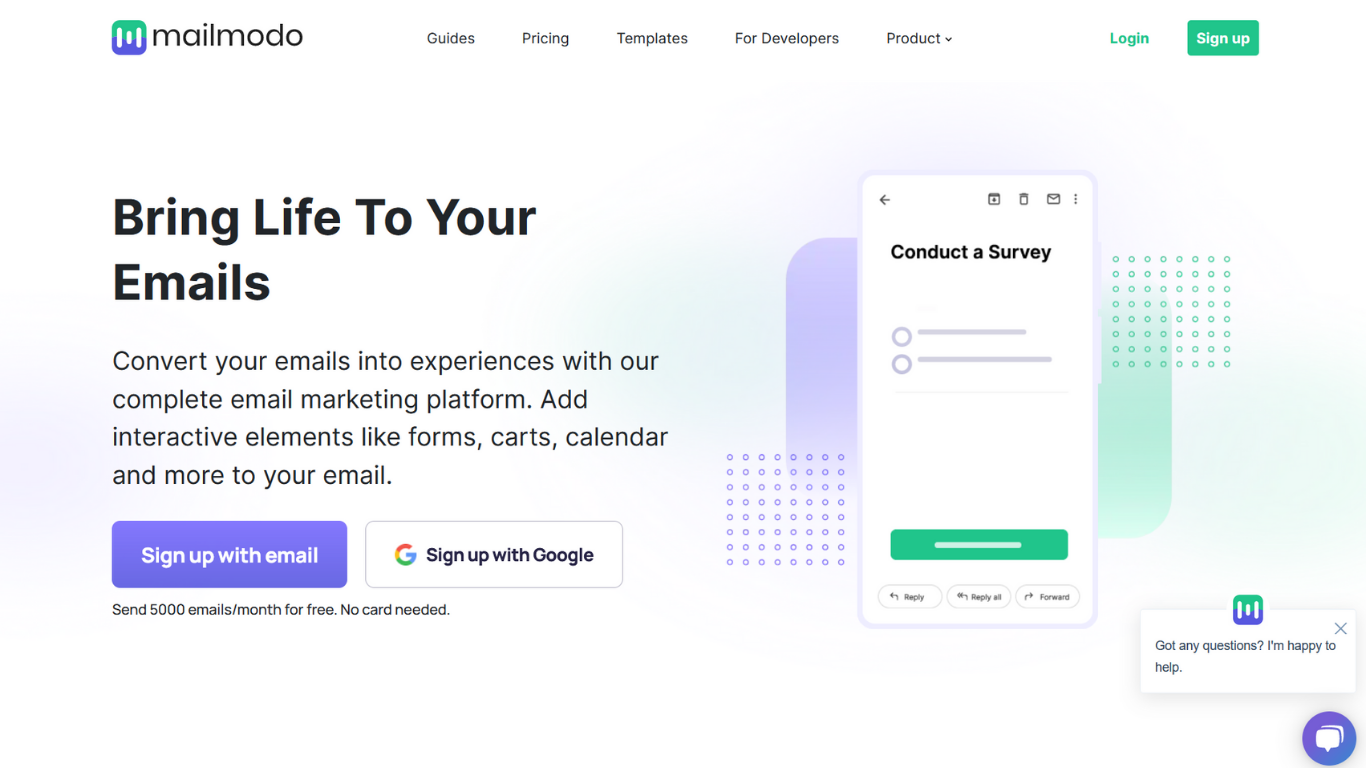 pagina de start mailmodo
