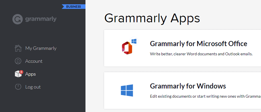 Grammarly 商务徽章 - 仪表板