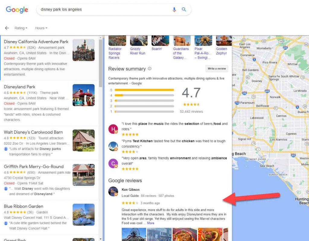 Google 对地点的评论