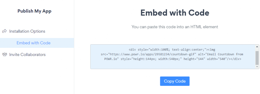 Powr HTML 电子邮件倒数计时器代码