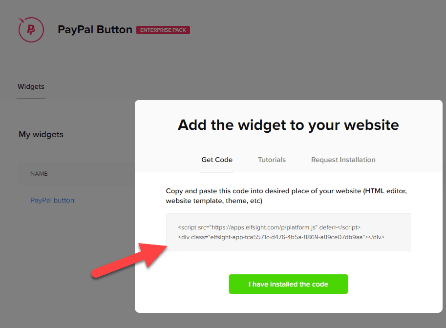 Elfsight PayPal 按钮小部件嵌入代码