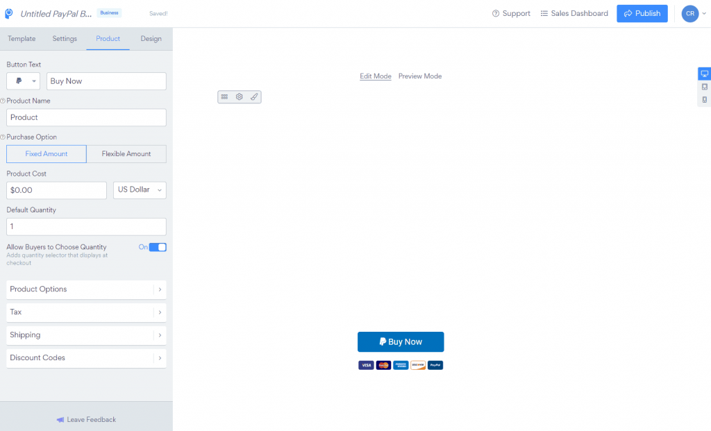Powr PayPal 按钮小部件编辑器