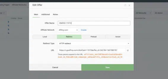 Affmyを使用したプッシュトラフィックのデートキャンペーンの調整
